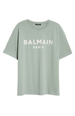Balmain Logo Cotton Graphic T-Shirt in Green/Multi