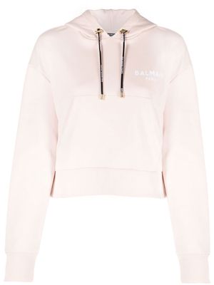 Balmain logo drawstring hoodie - Pink