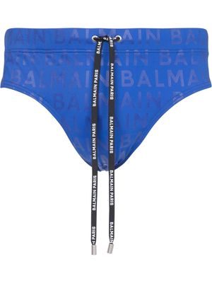 Balmain logo drawstring trunks - Blue