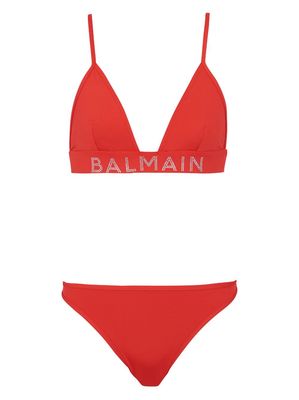 Balmain logo-embellished bikini set - Red