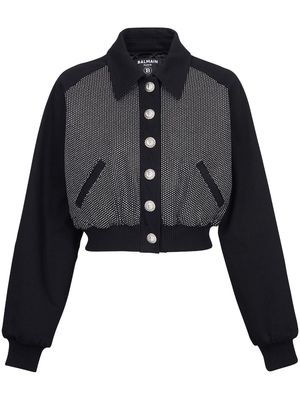 Balmain logo-embellished cropped jacket - Black