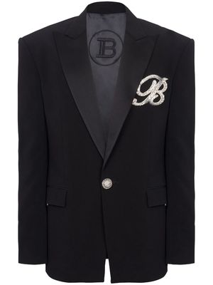 Balmain logo-embellished single-breasted blazer - Black
