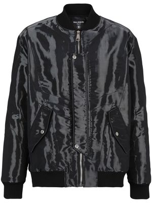 Balmain logo-embossed bomber jacket - Black