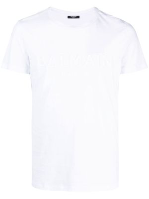 Balmain logo-embossed cotton T-shirt - White