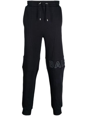 Balmain logo-embossed cotton track pants - Blue