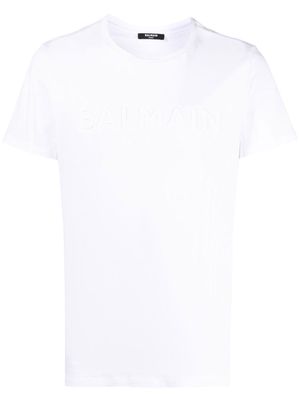 Balmain logo-embossed T-shirt - Grey