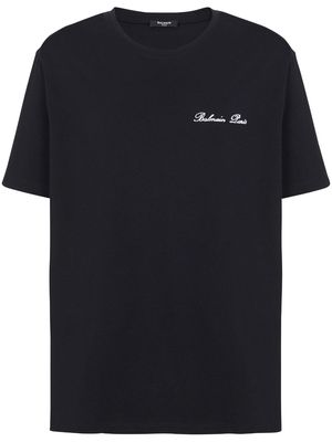 Balmain logo-embroidered coton T-shirt - Black