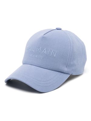 Balmain logo-embroidered cotton baseball cap - Blue