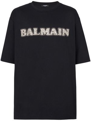 Balmain logo-embroidered cotton T-shirt - Black