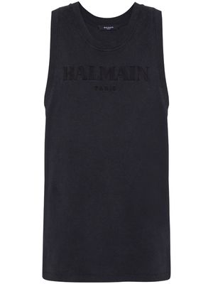 Balmain logo-embroidered cotton tank top - Black