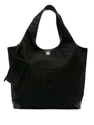 Balmain logo-embroidered cotton tote bag - Black