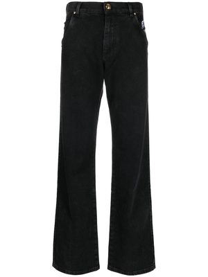 Balmain logo-embroidered straight-leg jeans - Black