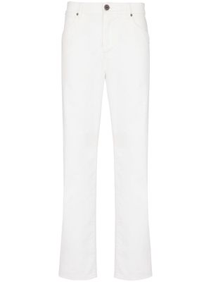Balmain logo-embroidered straight-leg jeans - White