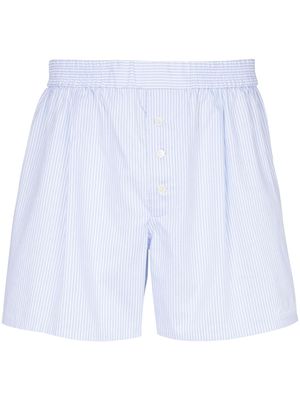 Balmain logo-embroidered striped shorts - Blue