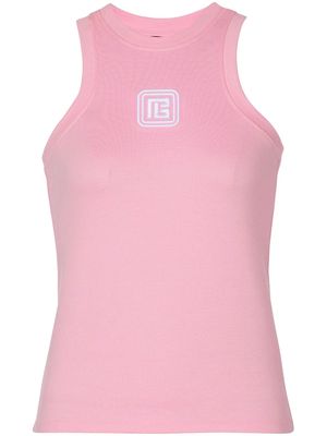Balmain logo-embroidered tank top - Pink