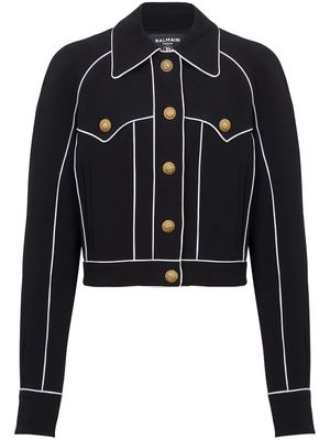 Balmain logo-embroidered Western jacket - Black
