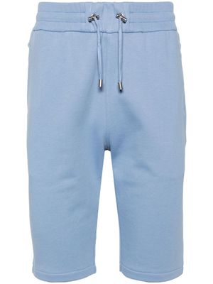 Balmain logo-flocked cotton track shorts - Blue