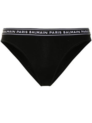 Balmain logo-hem cotton briefs - Black
