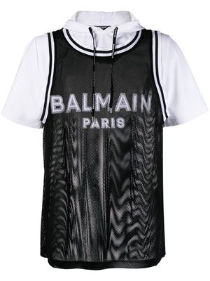 Balmain logo hooded T-shirt - Black
