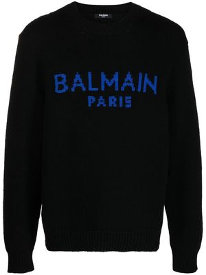 Balmain logo-intarsia jumper - Black