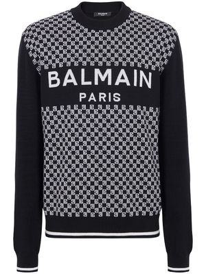 Balmain logo intarsia-knit jumper - Black