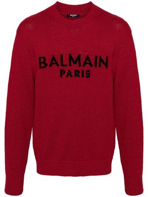 Balmain logo intarsia-knit jumper - Red