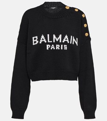 Balmain Logo intarsia wool-blend sweater