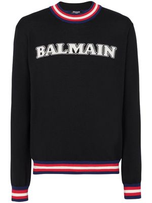Balmain logo-jacquard merino jumper - Black