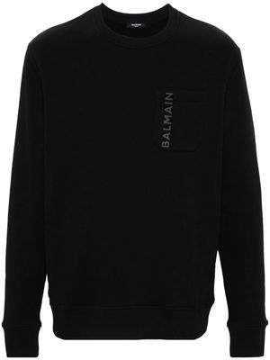 Balmain logo-lettering cotton sweatshirt - Black