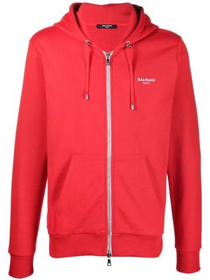 Balmain logo-lettering hoodie - Red
