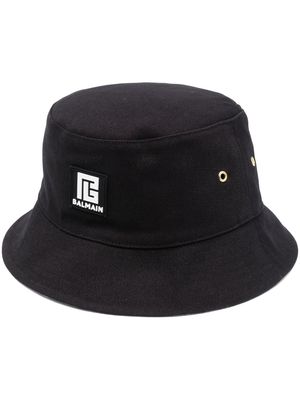 Balmain logo-patch cotton bucket hat - Black