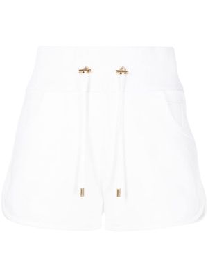 Balmain logo-patch drawstring shorts - White