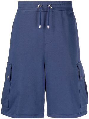 Balmain logo patch multi-pocket shorts - Blue