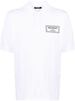 Balmain logo-patch polo shirt - White