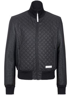 Balmain logo-patch quilted bomber jacket - Black