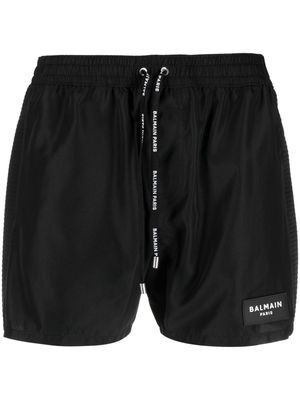 Balmain logo-patch track shorts - Black