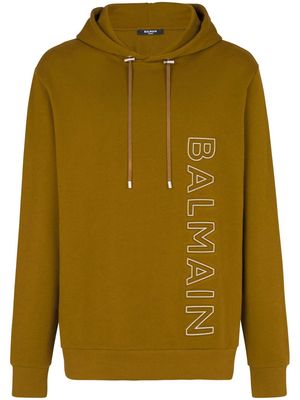 Balmain logo-patchwork hoodie - Green