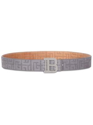 Balmain logo-plaque buckled belt - Grey