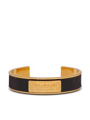 Balmain logo-plaque open-cuff bracelet - Black