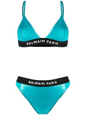 Balmain logo-print bikini set - Blue