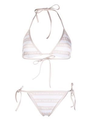 Balmain logo-print bikini set - Neutrals