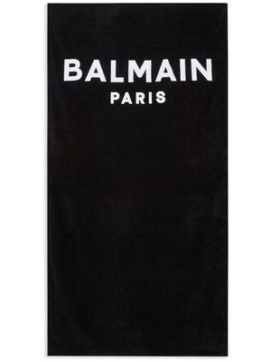 Balmain logo-print cotton beach towel - Black