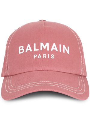 Balmain logo-print cotton cap - Pink