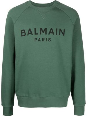 Balmain logo-print cotton sweatshirt - Green