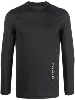 Balmain logo-print detail long-sleeved T-shirt - Black