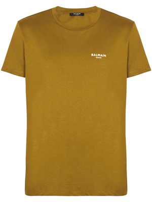 Balmain logo-print detail T-shirt - Brown