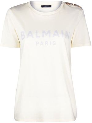 Balmain logo-print detail T-shirt - Yellow