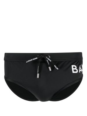 Balmain logo-print drawstring swim trunks - Black