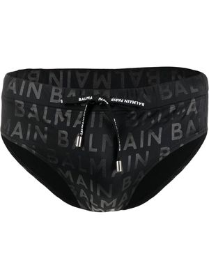 Balmain logo-print drawstring swimming trunks - Black