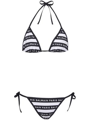Balmain logo-print halterneck bikini - Black